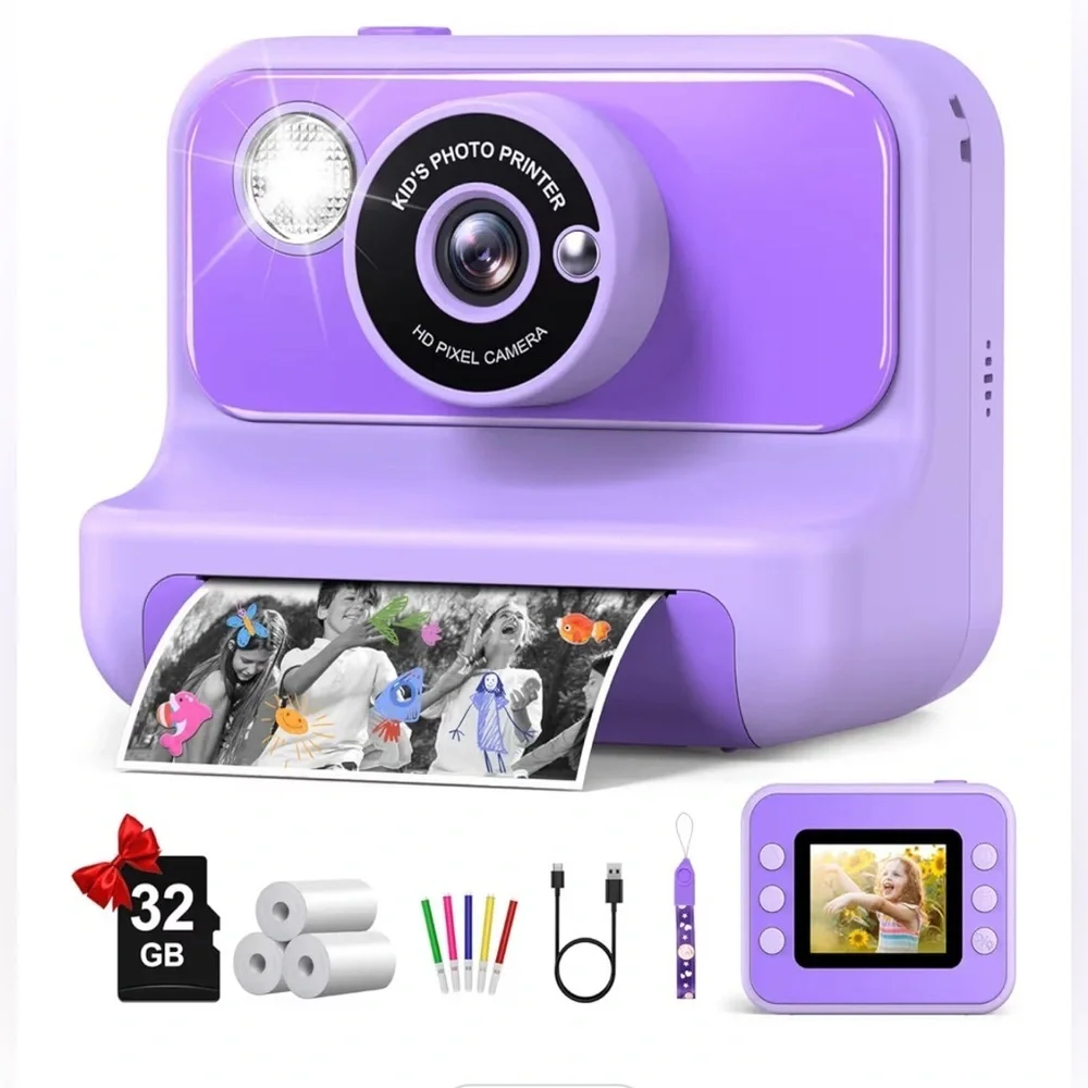 Kids Camera Instant Print, Christmas Birthday Gifts for Girls and Boys, 1080P HD